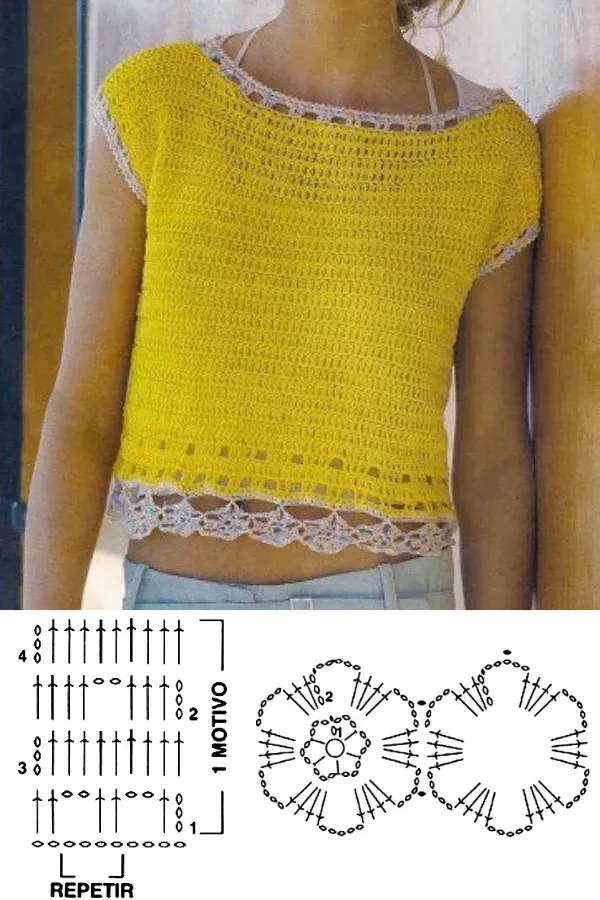Blusinhas e Tops de Crochê: Gráficos e Ideias Inspiradoras