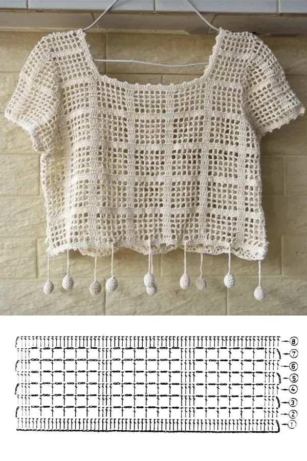 Blusinhas e Tops de Crochê: Gráficos e Ideias Inspiradoras