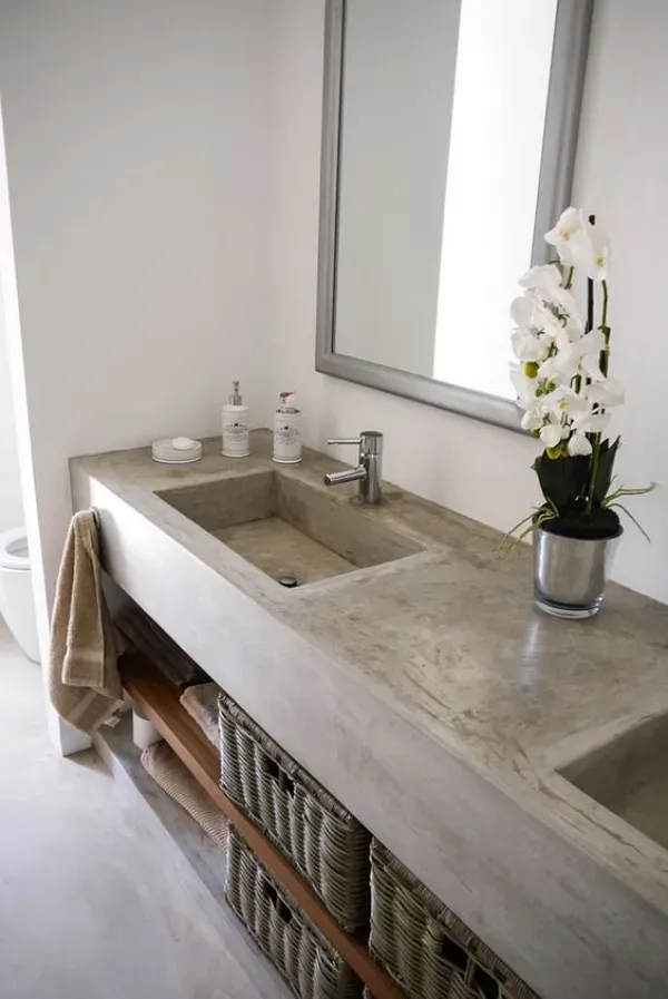 Casa Bonita: Ideias de Decoração com Cimento Queimado no Banheiro