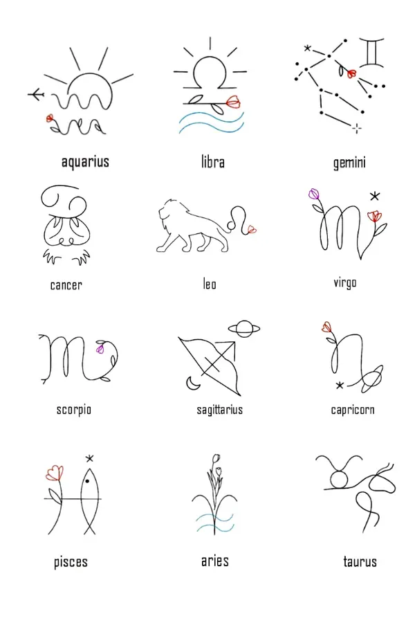 Mini Tatuagens Femininas de Cada Signo do Zodíaco