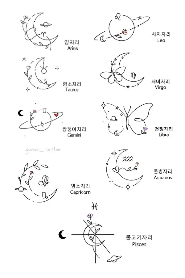 Mini Tatuagens Femininas de Cada Signo do Zodíaco