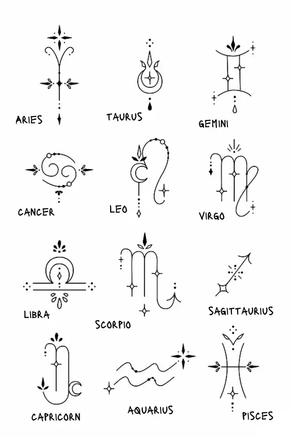 Mini Tatuagens Femininas de Cada Signo do Zodíaco