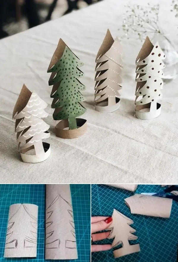 Ideias Criativas de Enfeites de Natal com Rolo de Papel para Divertir as Crianças