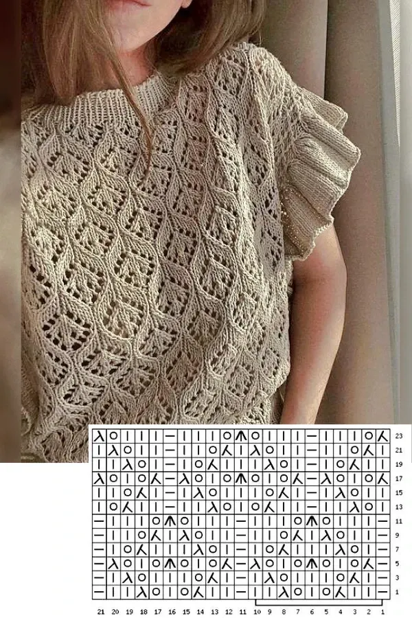 Top de tricô com gráfico para copiar