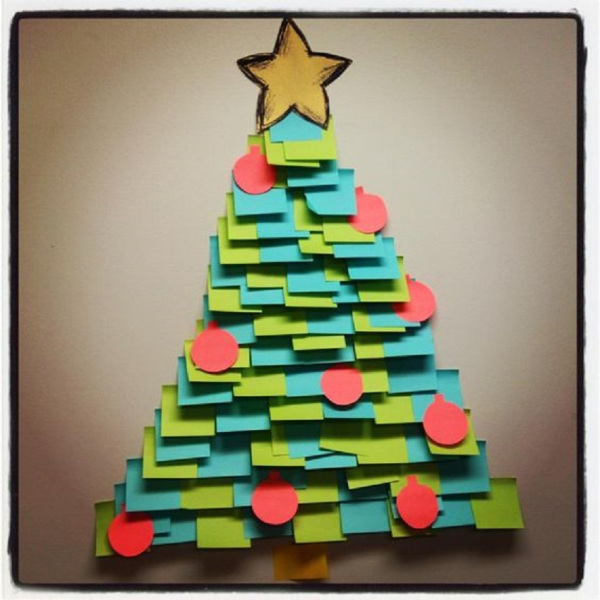 Árvore de natal criativa de post-it - xstmas tree