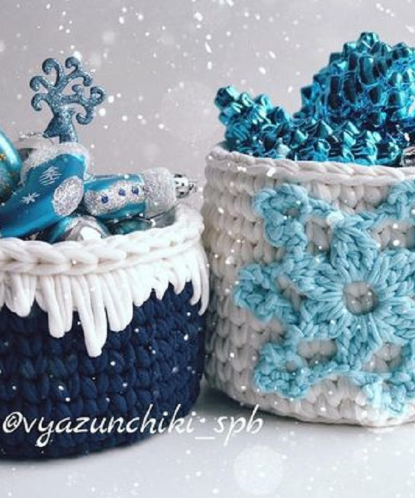 DIY - Cestos de Natal com fio de malha - kit presente