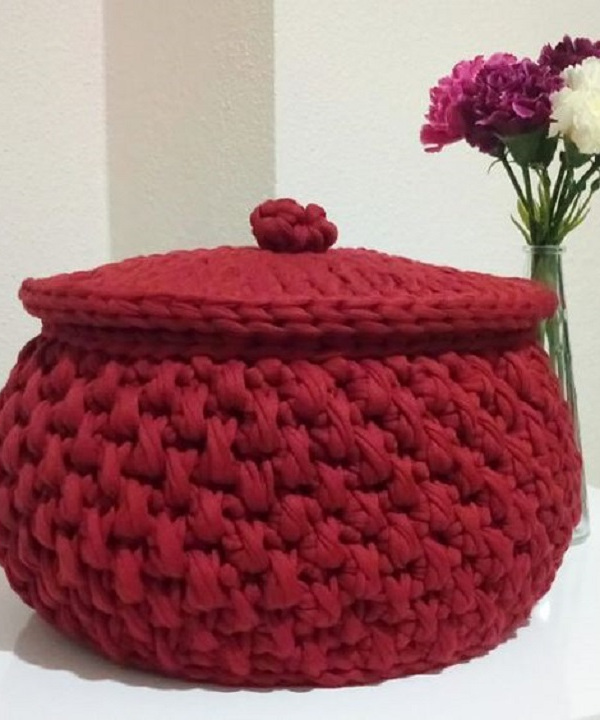 DIY - cestos em crochê com fio de malha