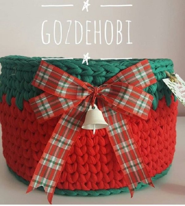DIY - Cestos de Natal com fio de malha - kit presente