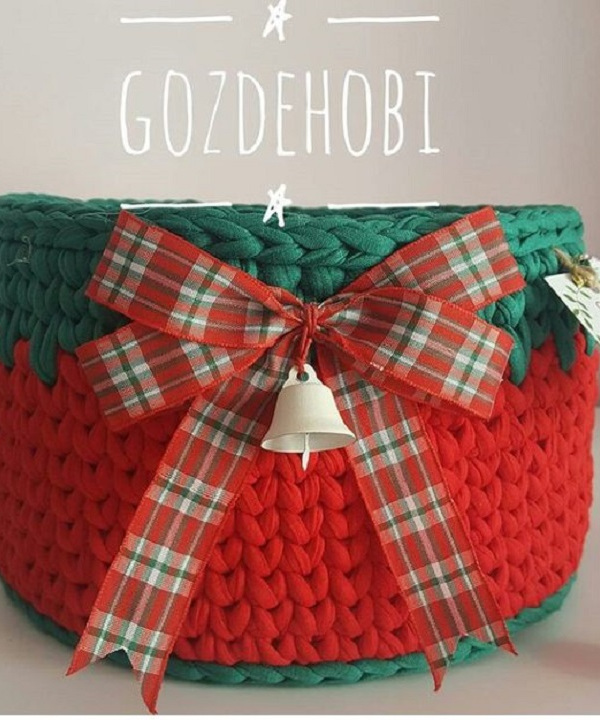 DIY - Cestos de Natal com fio de malha - kit presente