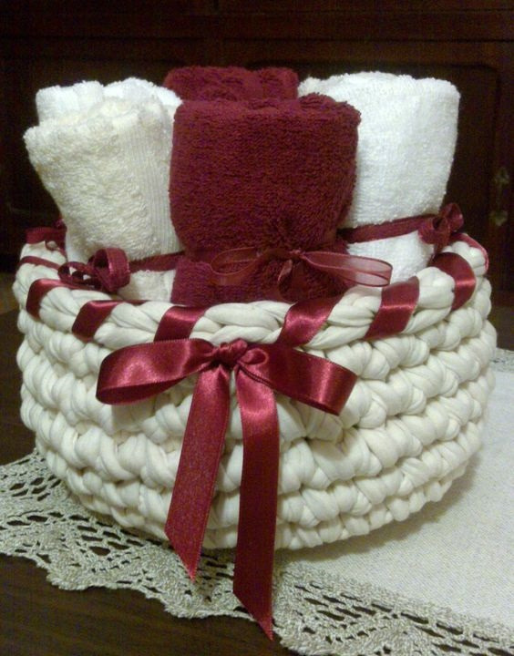 DIY - Cestos de Natal com fio de malha - kit presente