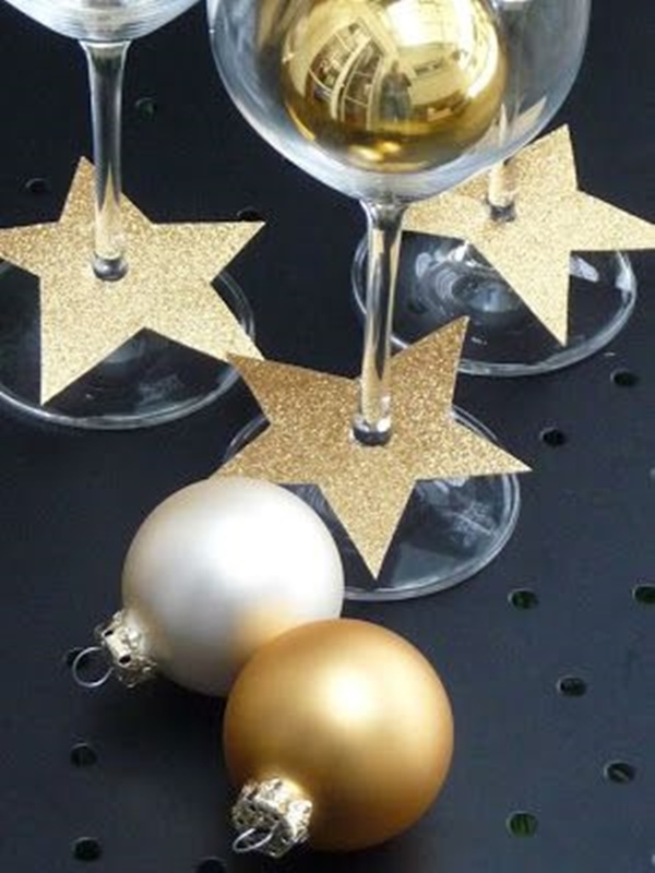 DIY - decoração de mesa de Natal - estrelas douradas
