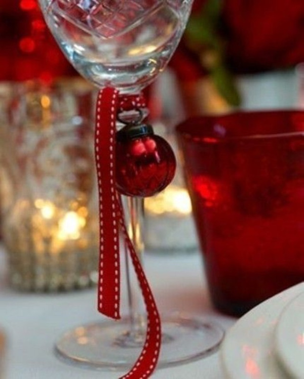 Taças- DIY - decoração de mesa de Natal