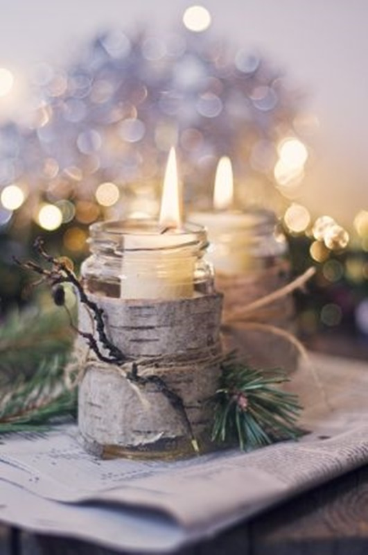 Velas decoradas - DIY - decoração de mesa de Natal