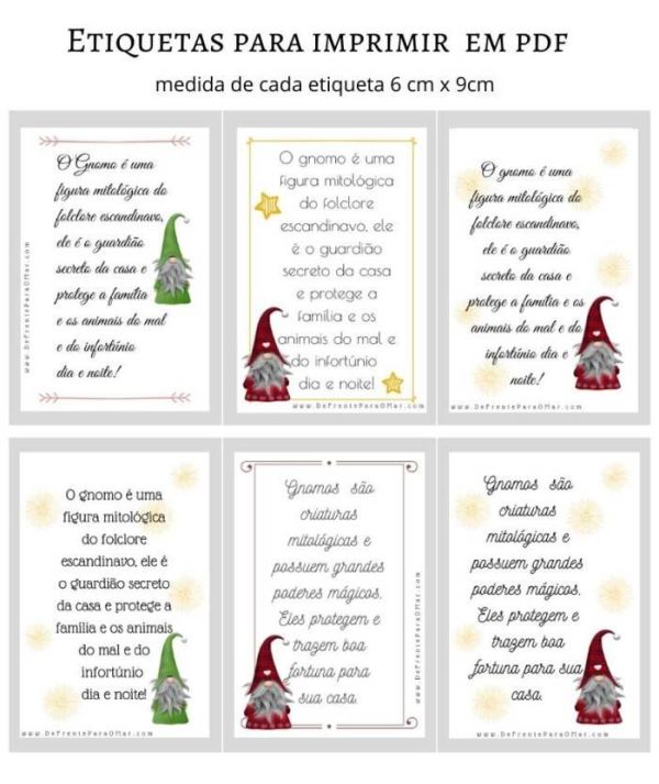 Etiquetas sobre gnomo para imprimir