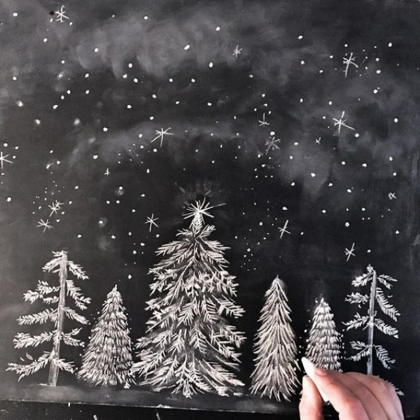 Desenhando o Natal: Árvore de Natal na lousa
