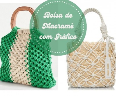 Bolsa de macramê com gráfico para copiar
