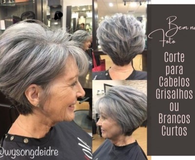 Corte para cabelos grisalhos ou brancos curtos femininos