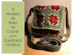 13 Modelos de Bolsa de Crochê com Quadrados +Gráficos