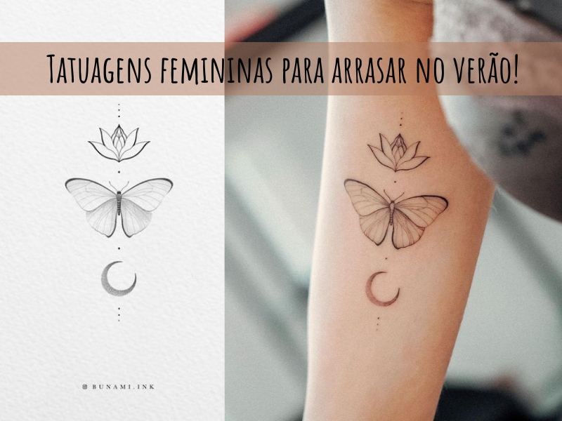 Tatuagem Tudo passa + borboleta em linha fina