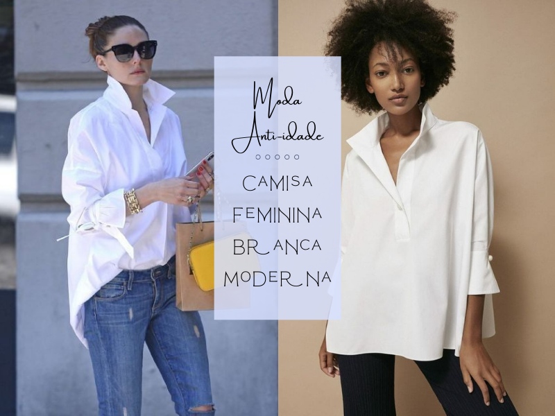 Moda Anti-idade: Camisa Feminina Branca Moderna