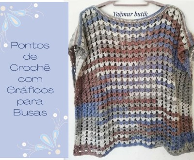Pontos de crochê com gráficos para blusas
