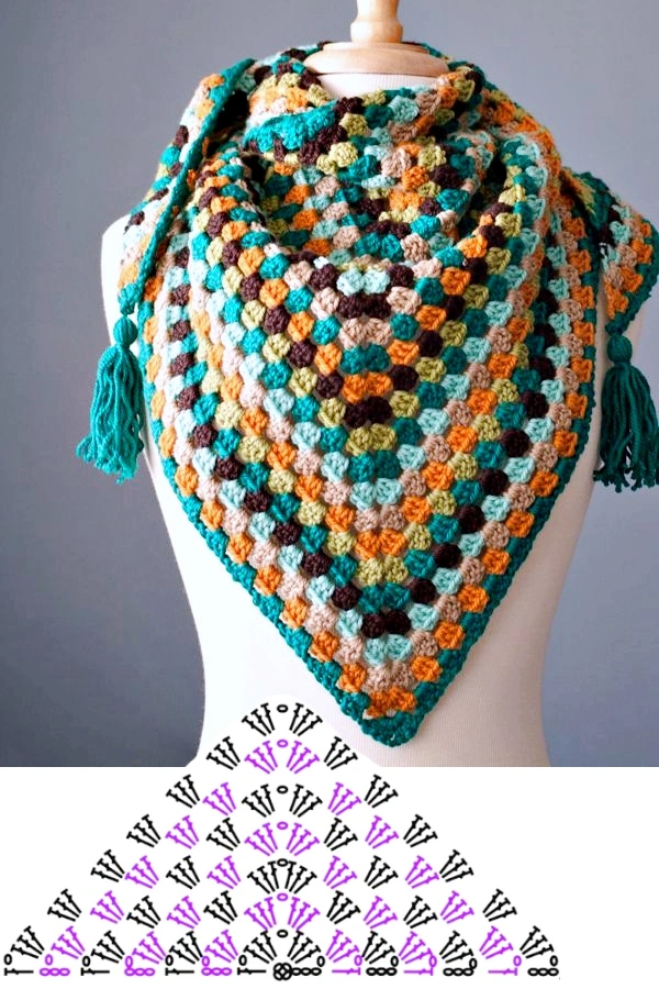 30 Ideias Criativas de Cachecol, Xales e Bandanas de Crochê com um Só Ponto"