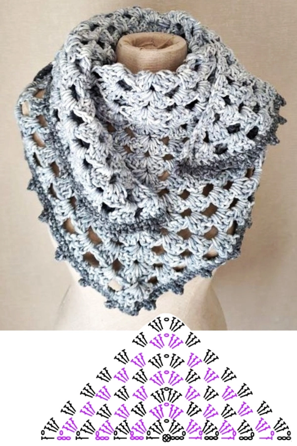 30 Ideias Criativas de Cachecol, Xales e Bandanas de Crochê com um Só Ponto