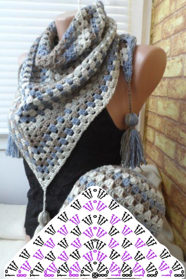 30 Ideias Criativas de Cachecol, Xales e Bandanas de Crochê com um Só Ponto
