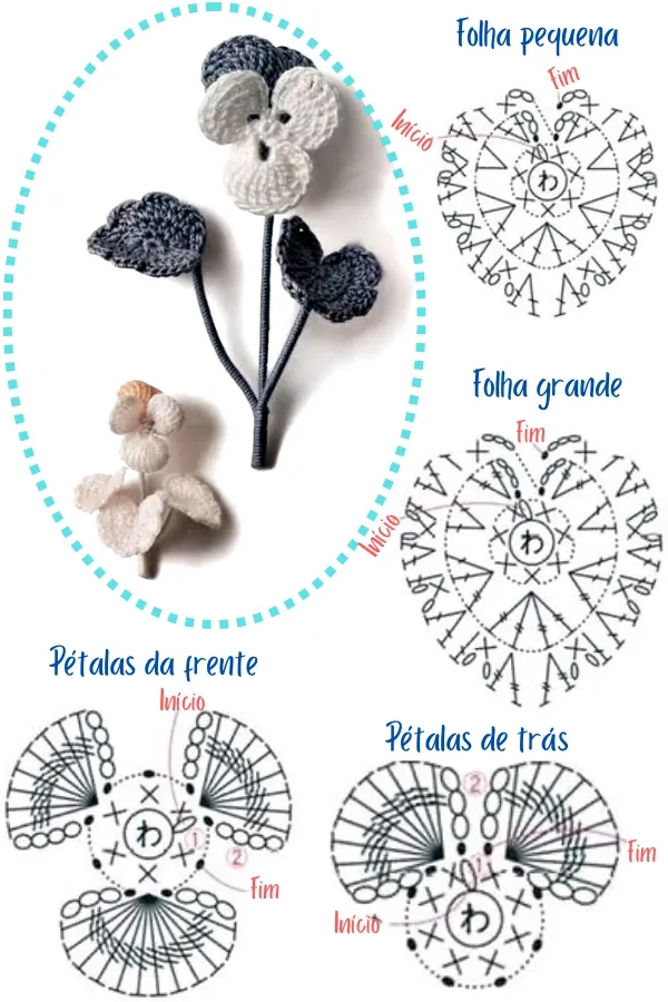 25 Receitas de Flores de Crochê com Gráficos para Imprimir - Parte 1