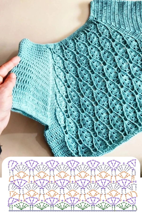 Gráficos de Pontos de Crochê para Fazer Blusas Lindas e Delicadas