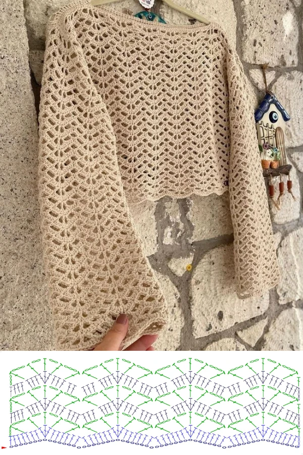 Gráficos de Pontos de Crochê para Fazer Blusas Lindas e Delicadas