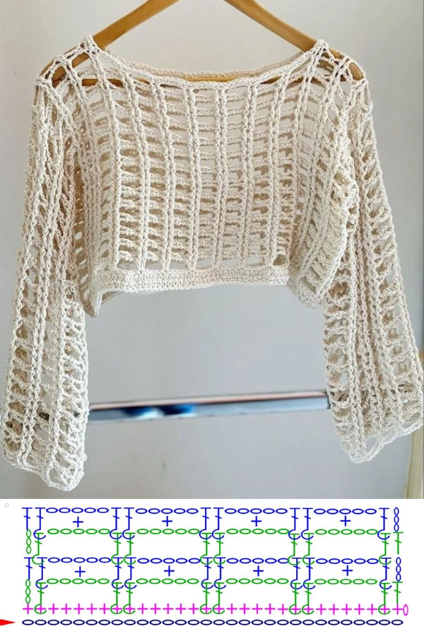 Gráficos de Pontos de Crochê para Fazer Blusas Lindas e Delicadas