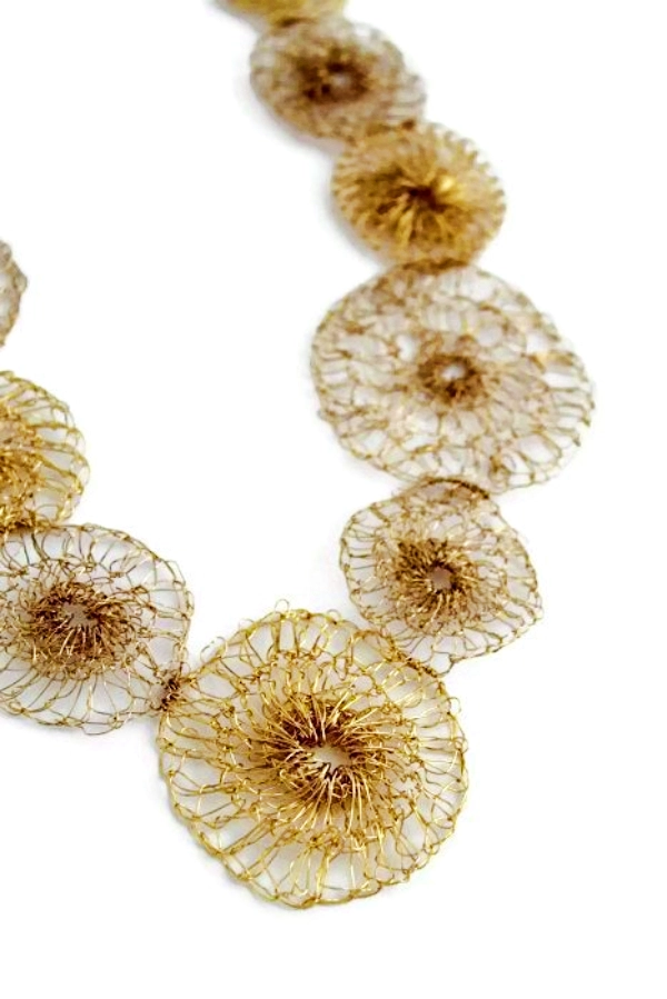 30 Bijuterias de Crochê e Tricô com Fio de Cobre: Delicadeza e Sofisticação - colar de crochê