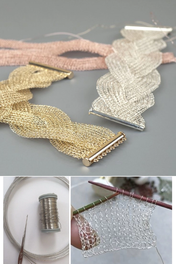 30 Bijuterias de Crochê e Tricô com Fio de Cobre: Delicadeza e Sofisticação - pulseira de tricô