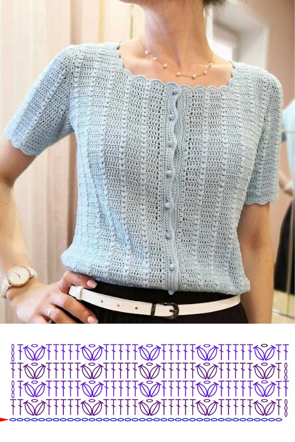 15 Pontos de Crochê para Blusas: Modelos Modernos com Gráficos