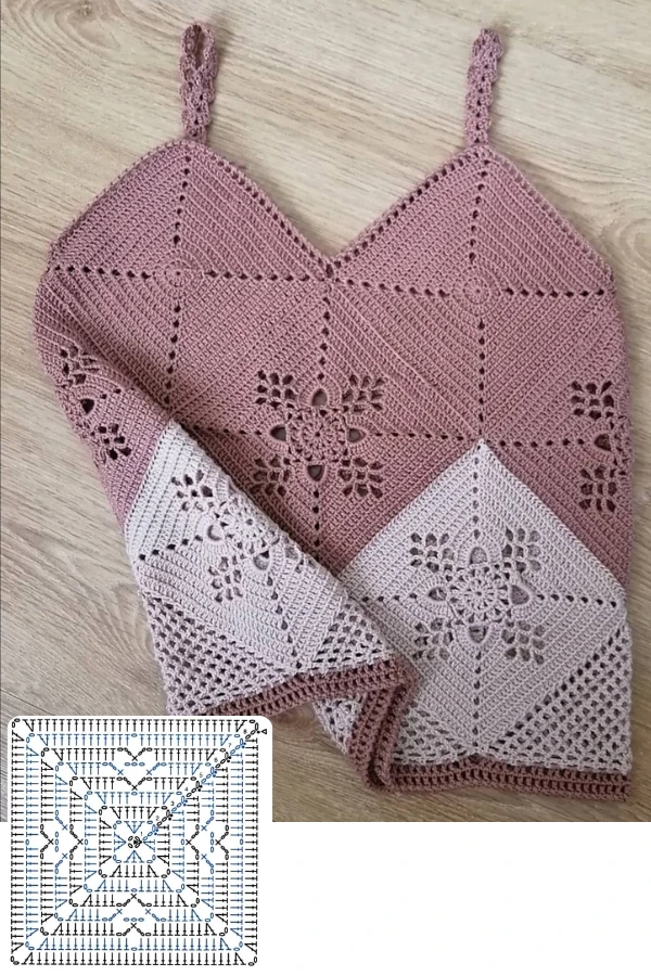 Blusas de Crochê com Quadrados e Outros Formatos Criativos