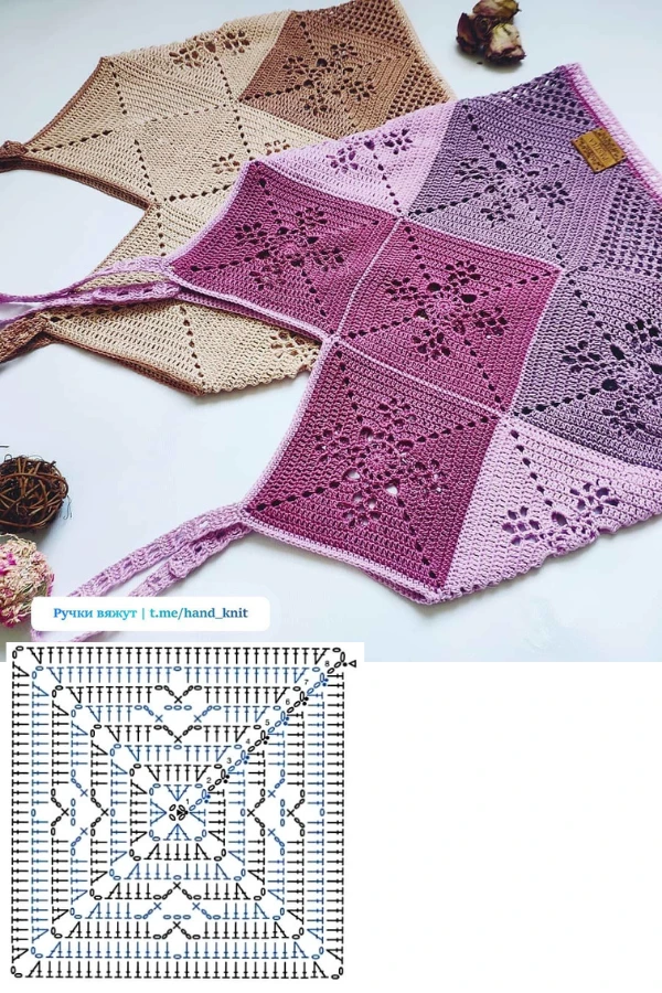 Blusas de Crochê com Quadrados e Outros Formatos Criativos