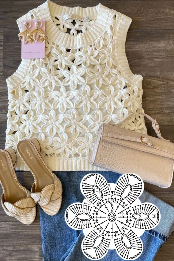 Blusas de Crochê com Quadrados e Outros Formatos Criativos