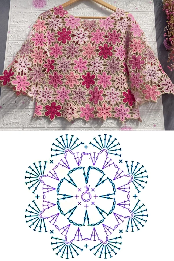 Blusas de Crochê com Quadrados e Outros Formatos Criativos
