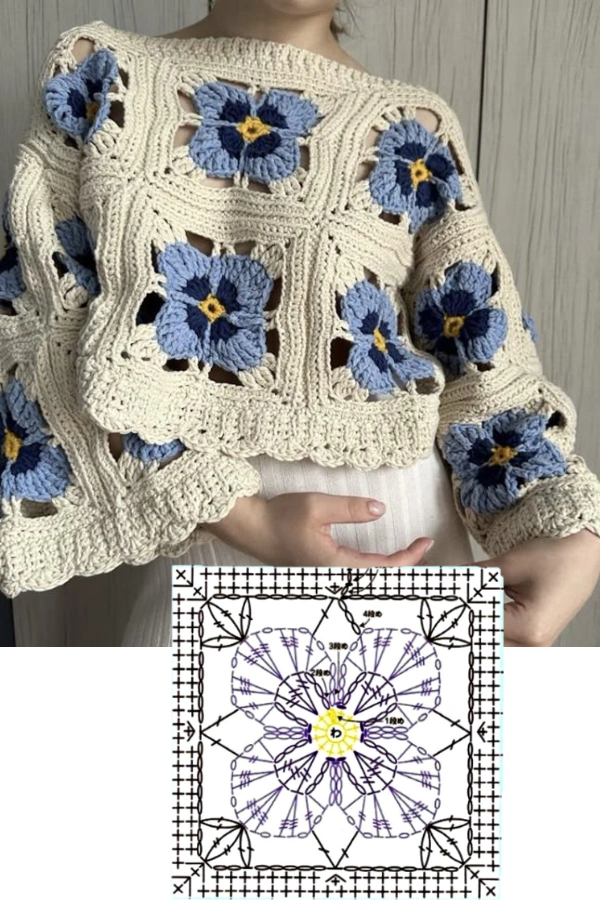 Blusas de Crochê com Granny Square: 15 Inspirações Lindas e Super na Moda