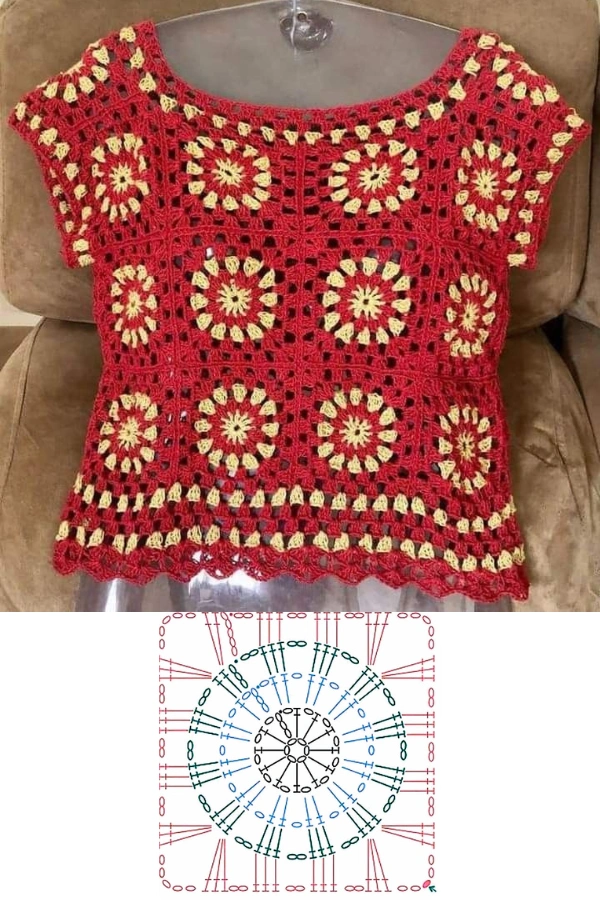 Blusas de Crochê com Granny Square: 15 Inspirações Lindas e Super na Moda