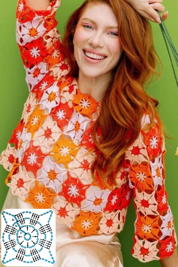Blusas de Crochê com Granny Square: 15 Inspirações Lindas e Super na Moda