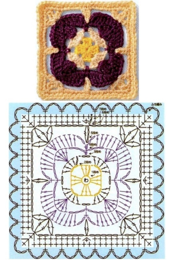 16 Modelos de Quadradinhos de Crochê (Squares de Crochê) com Gráficos para Copiar