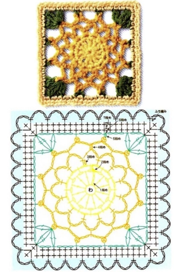16 Modelos de Quadradinhos de Crochê (Squares de Crochê) com Gráficos para Copiar