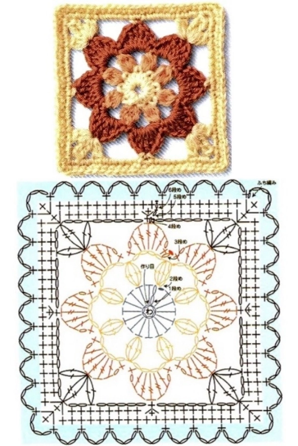 16 Modelos de Quadradinhos de Crochê (Squares de Crochê) com Gráficos para Copiar