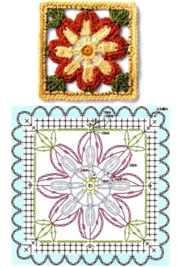 16 Modelos de Quadradinhos de Crochê (Squares de Crochê) com Gráficos para Copiar