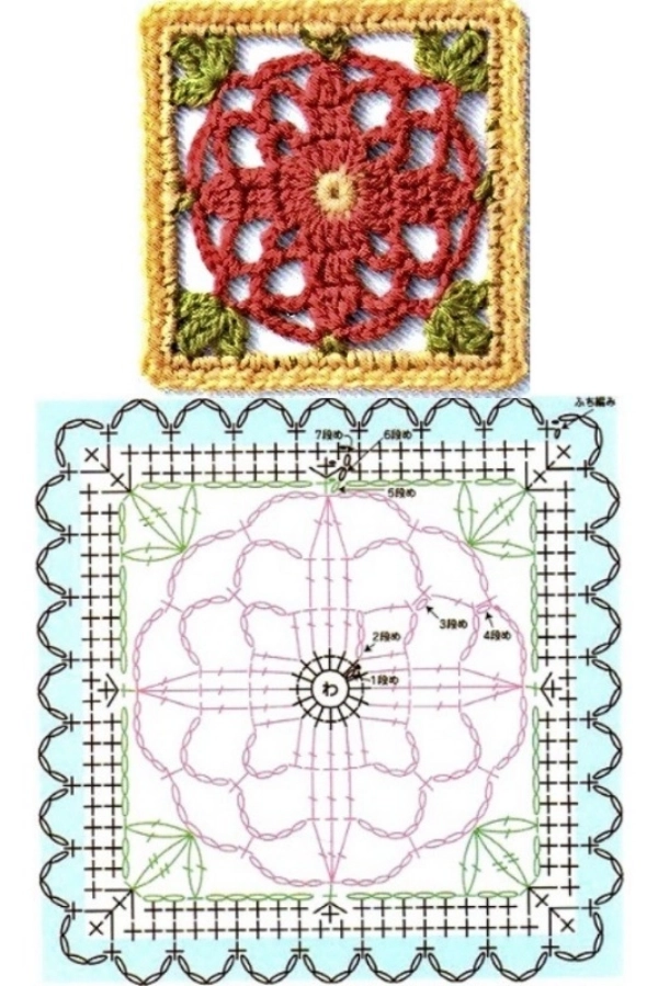 16 Modelos de Quadradinhos de Crochê (Squares de Crochê) com Gráficos para Copiar