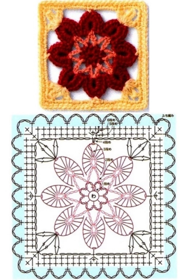 16 Modelos de Quadradinhos de Crochê (Squares de Crochê) com Gráficos para Copiar