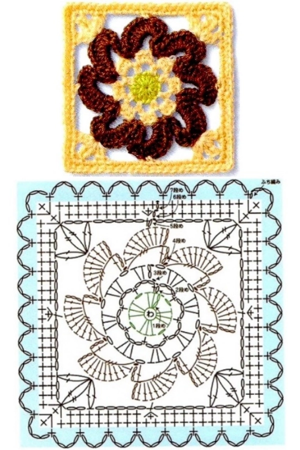 16 Modelos de Quadradinhos de Crochê (Squares de Crochê) com Gráficos para Copiar