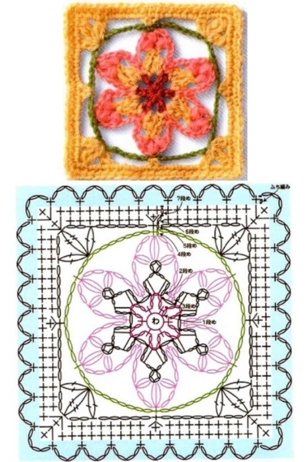16 Modelos de Quadradinhos de Crochê (Squares de Crochê) com Gráficos para Copiar